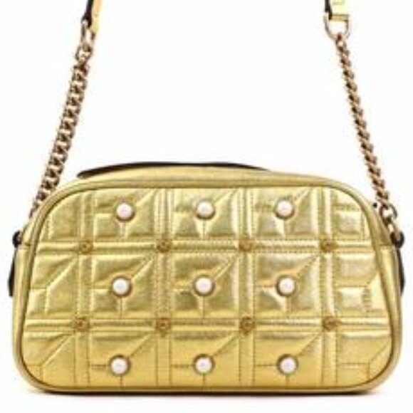 GUCCI Shoulder Bag GG Marmont Leather Faux Pearl Gold 447632  - COA Included - Picture 4 of 16
